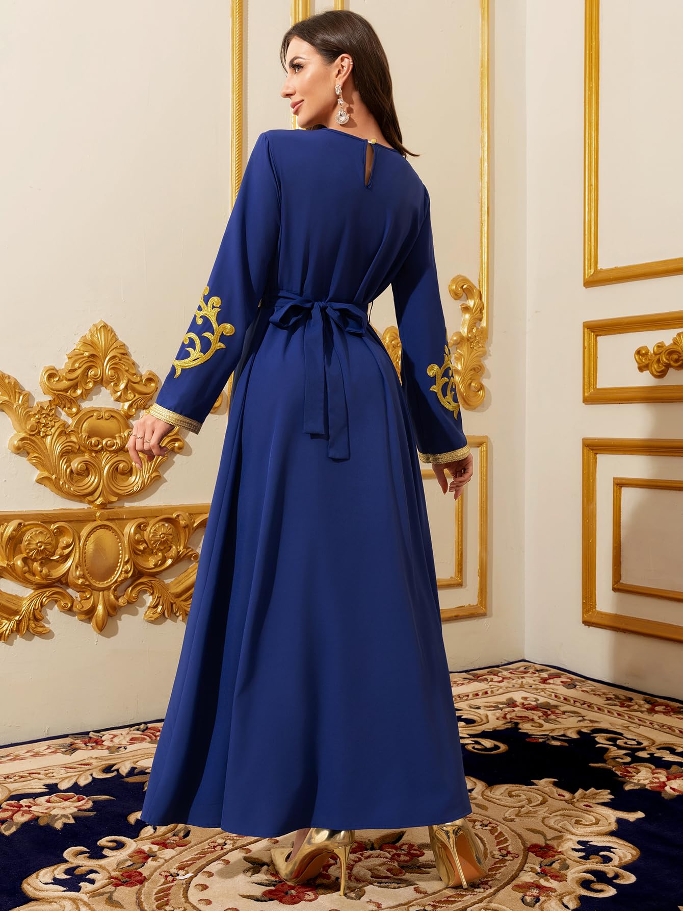 Aibaowedding Abiti musulmani Donne Abito da sera Dubai Stile Caftano Robe Full Lunghezza Ricamo Stampa Floreale Islamico Turco Marocchino Abiti Da Sera Di Nozze