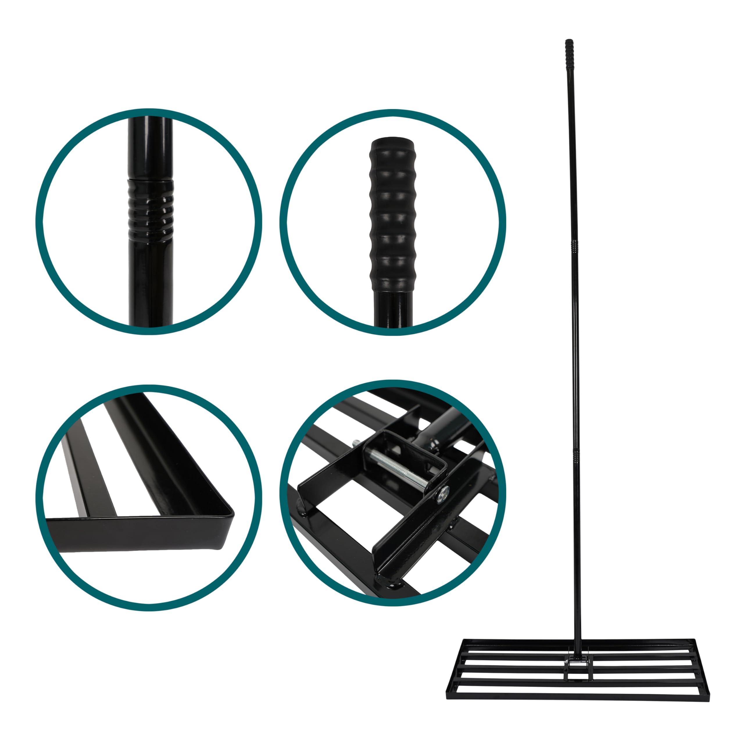 Sillar Rastrello Livellatore per Prato 90 x 30 cm in Acciaio, Rastrello per Livellamento con Manico 213 cm, Attrezzo da Giardino per Livellare Terra, Sabbia e Terreno