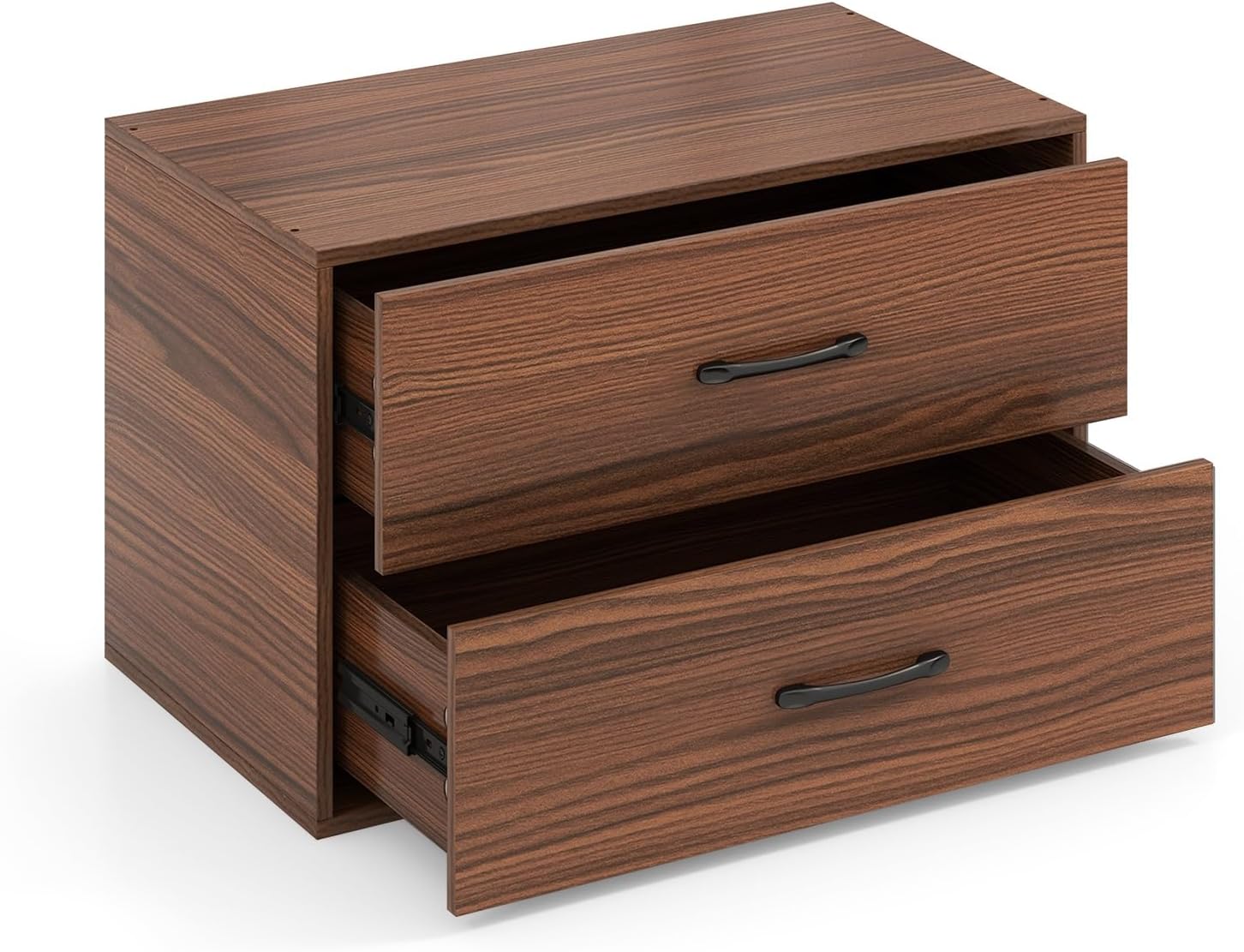 2 Drawer Dresser, Closet Organizer with Metal Handle, Anti-Tipping Devices, Stackable Storage Drawer for Bedroom, Office (1, Walnut)