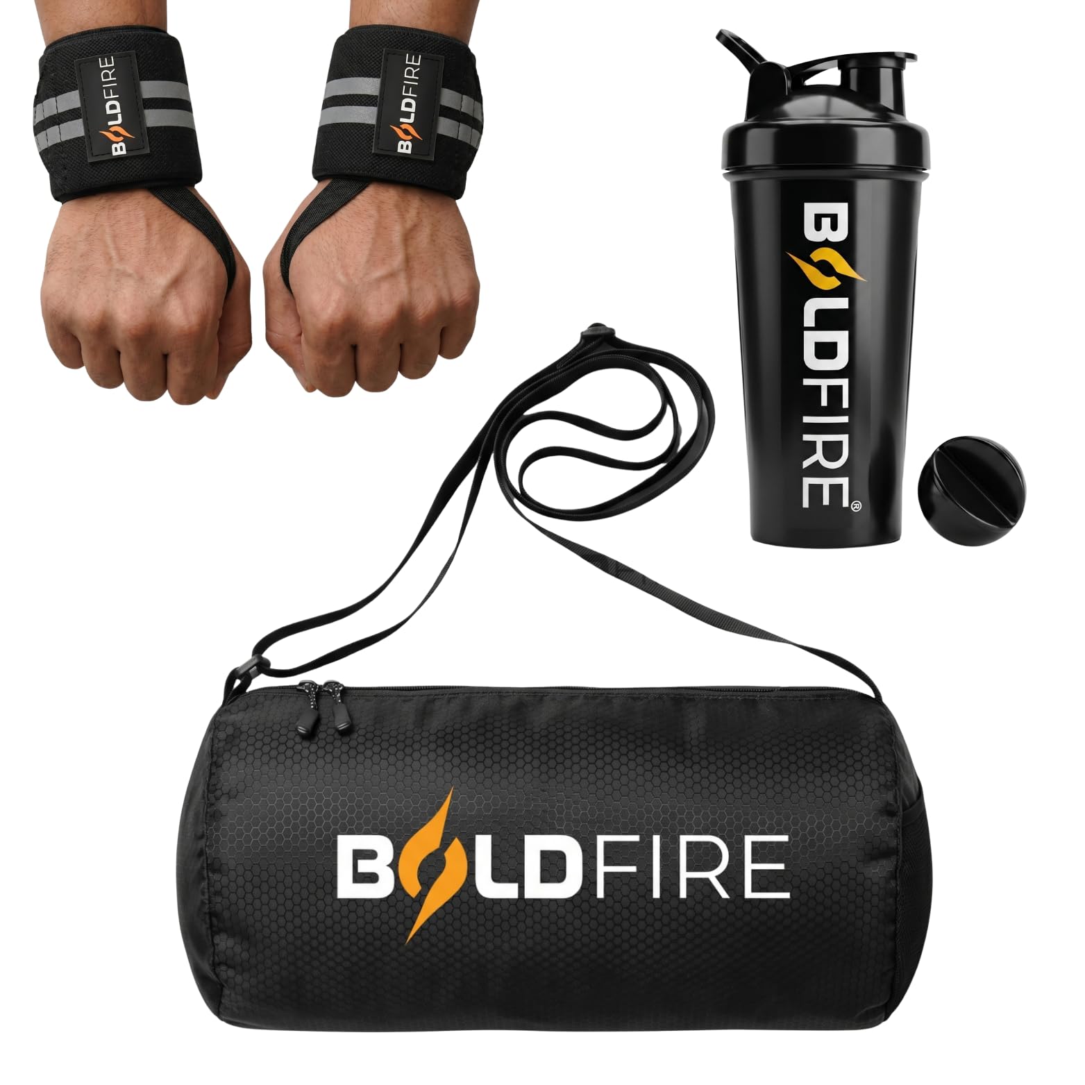 Gym Essentials Combo | Gym Bag + 700ml Shaker Bottle + Weight Lifting Wrist Straps for Men & Women | Workout Kit for Gym, Fitness, Bodybuilding, Cross Training & Exercise-image-9