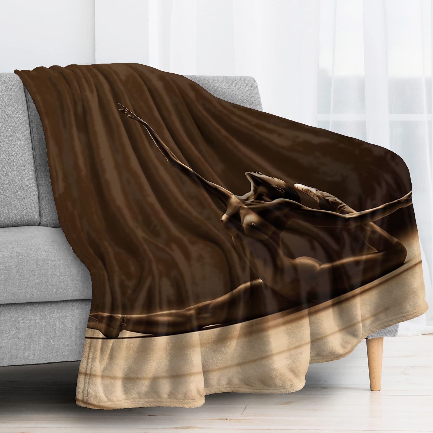 Plaid canapé cocooning BUKITA couverture art nu pour salon chaleureux