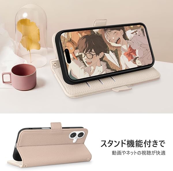 CASSYOOK for iphone 17 ケース 手帳型 スマホケース iphone 17 財布型 カードポケット付き アイフォン17 ケース 全面保護 あいふおん17ケース カード収納 横置きスタンド機能 高級PUレザー おしゃれ 上質な手触り 擦り傷防止(アプリコット) - 5