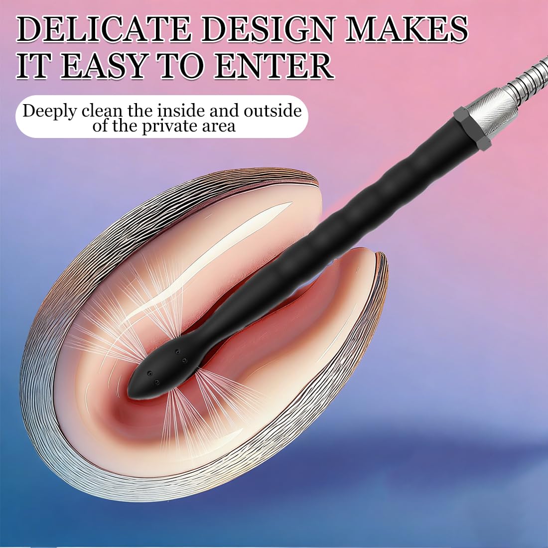 QEXUJOW Productos de cuidado íntimo para duchas vaginales y enemas, Un limpiador de silicona negro, diseño todo en uno, con 8 aberturas, adecuado para cabezales de ducha, unisex. — view 4