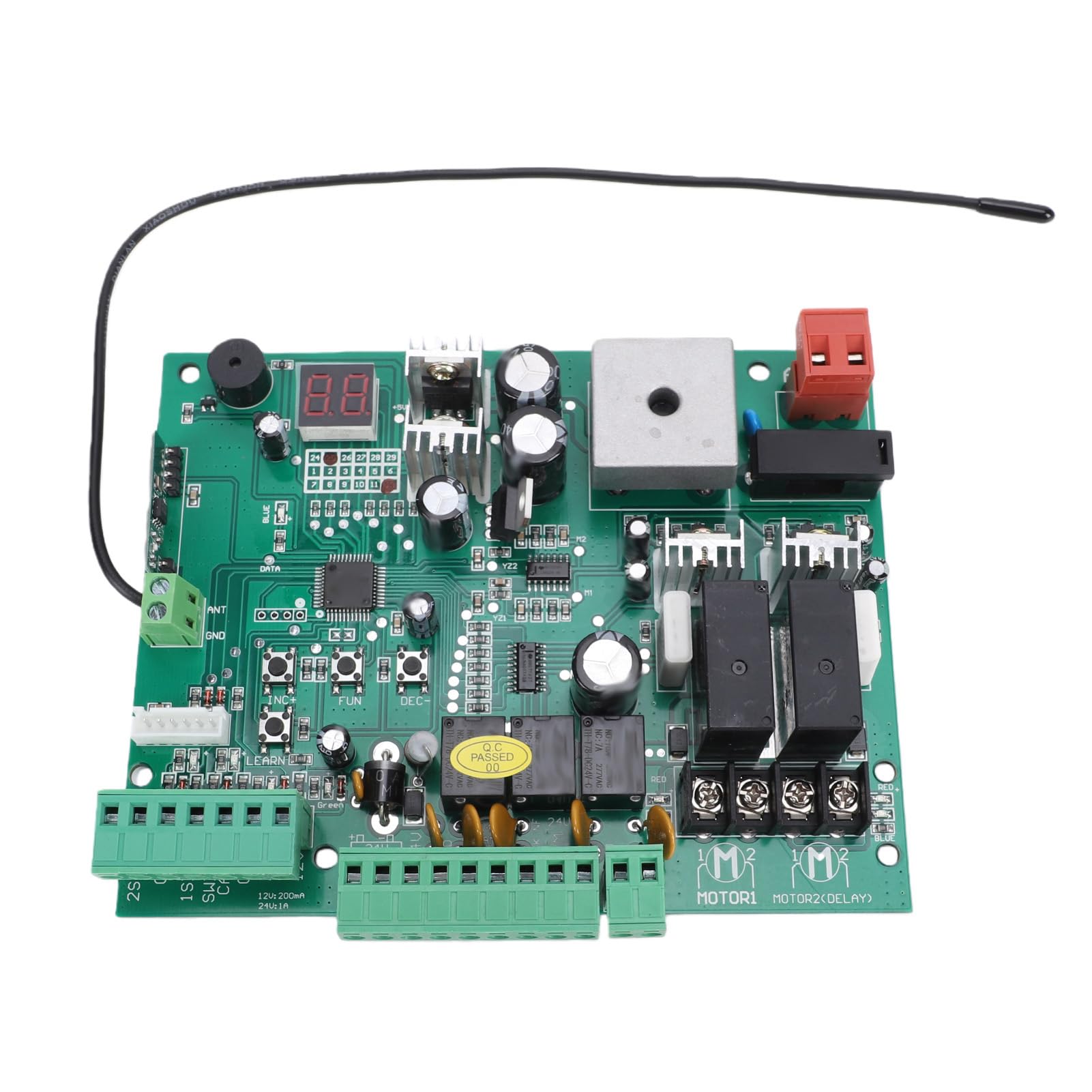 AUNMAS Płyta Sterująca Mechanizmu Otwierania Bramy Skrzydłowej Zamienna Płytka PCB Dwuramienny Sterownik Automatycznej Bramy z 3 Pilotami Menu LED Kod Zmienny dla Dwuramiennych Napędów