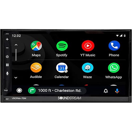 Soundstream VRPCAA-70MW | 7" Wireless Apple CarPlay Double Din Stereo | Touchscreen Car Multimedia Audio Receiver with Android Auto, Bluetooth, USB, Backup Camera Support