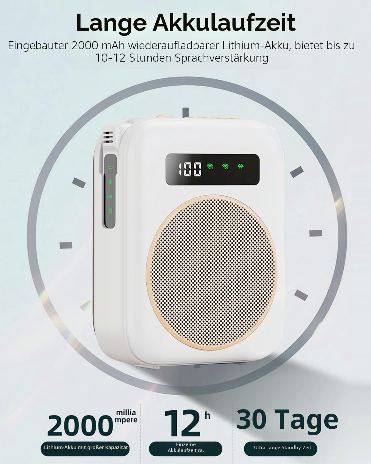 Sprachverstärker Tragbar, sprachverstärker mit mikrofon lavalier,wiederaufladbarer tragbarer sprachverstärker für Lehrer, klassenzimmer, Meetings, Tour, leistungsverstärker (Beige)
