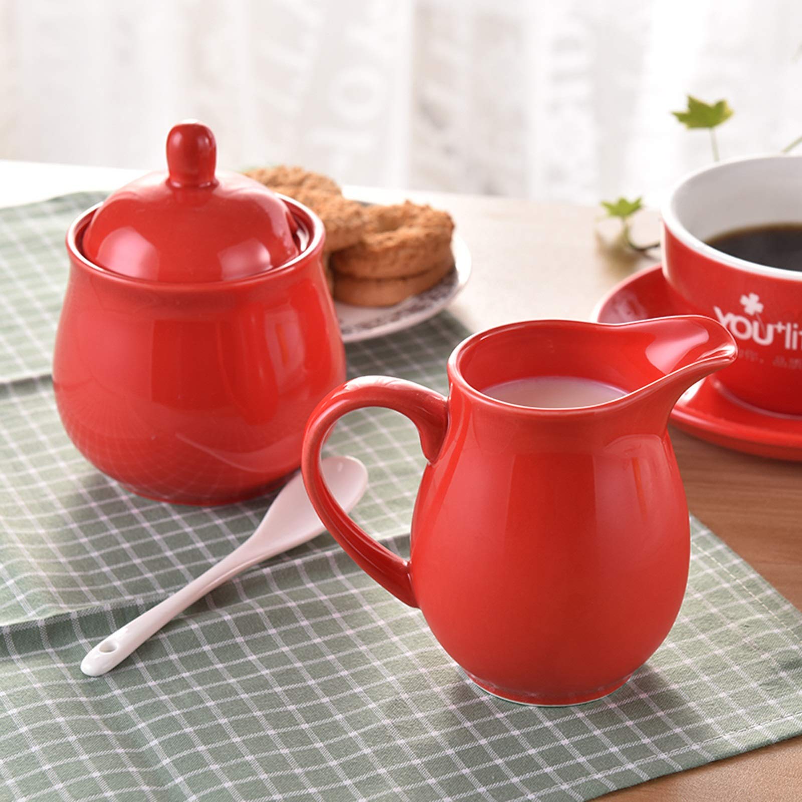 TBLOTYD Creative Coffee Cube Sugar Bowl Tea Bowl Salt Bowl Ceramic Sugar Bowl with Lid