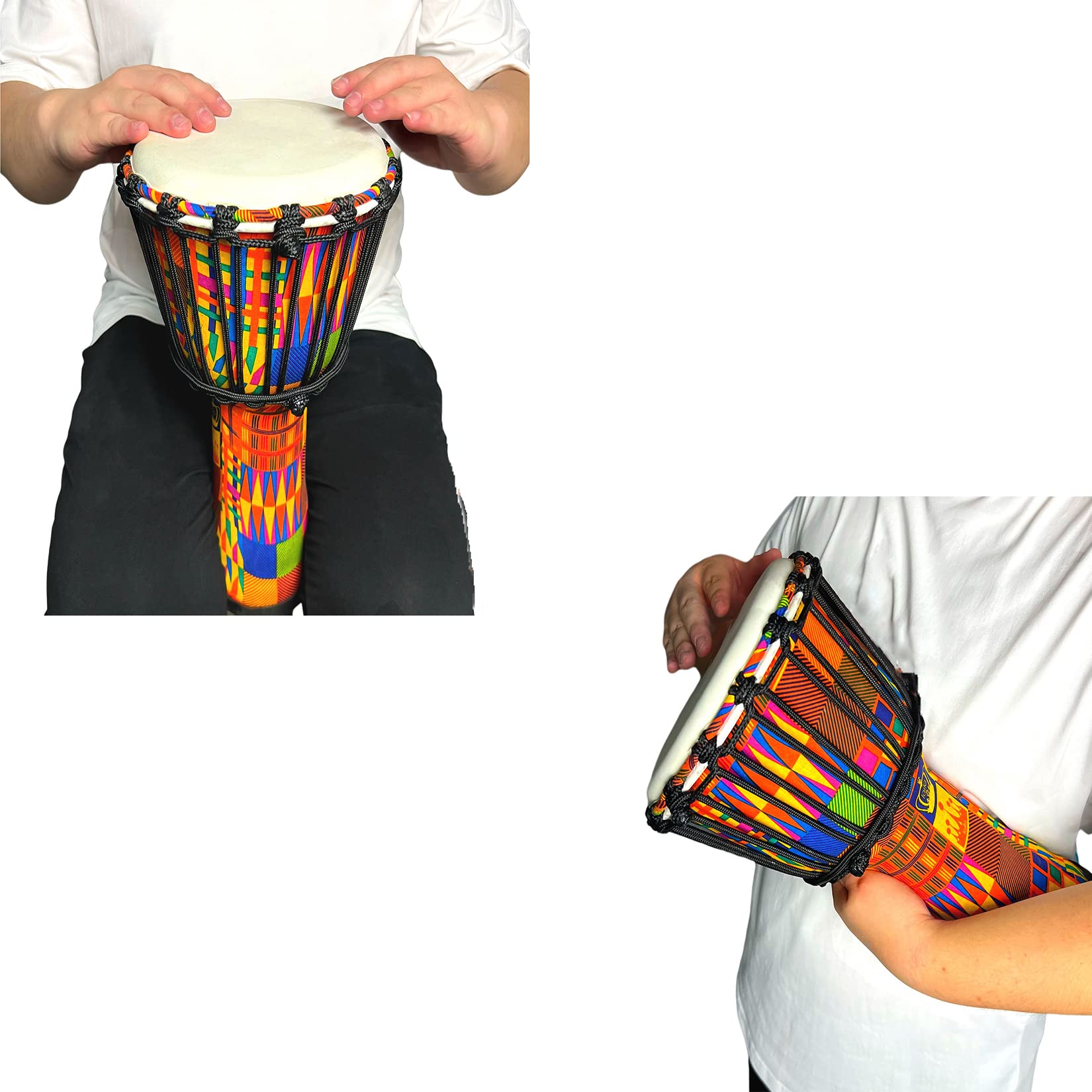 RUOSWTE 8-inch Djembe Drum, West African Style Hand Drum，Drum Circles,Percussion Music Bongo Drum，Music Healing Instrument