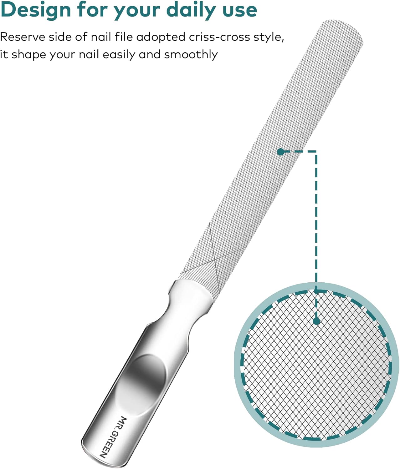 Stainless Steel Nail File with Anti-Slip Handle and Leather Case, 3 pcs Nail Clippers Set Stainless Steel Nail Clippers & Slant EDG Toenail Clipper Cutter