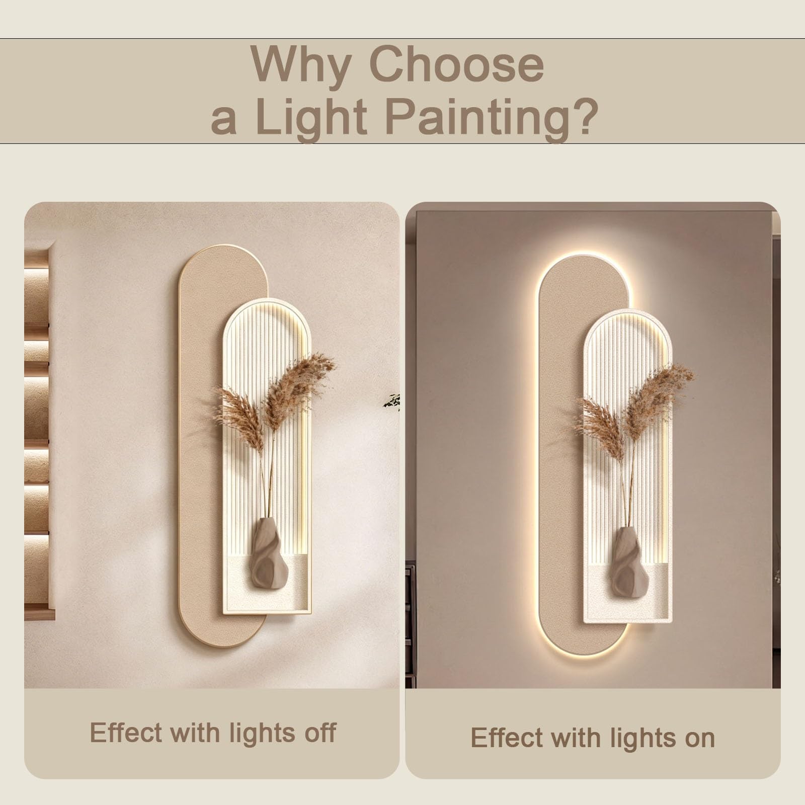 MDEUFYWEGB UV-Kristallkeramik-3D-Wandkunst – Hängendes, LED-beleuchtetes Wandbild mit simulierten Grünpflanzen; moderne Wanddekoration für das Wohnzimmer.(A,35 * 100CM/13.8 * 39.4IN)