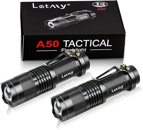 LETMY Linterna táctica mini linternas LED superbrillantes con clip para cinturón zoomable 3 modos impermeable la mejor linterna EDC para regalo