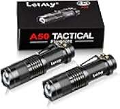 LETMY Tactical Flashlight, Super Bright LED Mini Flashlights with Belt Clip, Zoomable, 3 Modes, Waterproof - Best EDC Flashlight for Gift, Hiking, Camping, Hurricane & Power Outage (2 Pack)