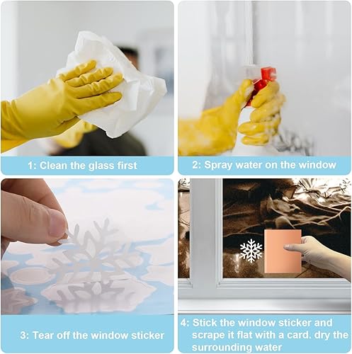 Miniatura 5 de 9 hojas de calcomanías de ventana de Navidad, calcomanías de doble cara, calcomanías blancas para árbol de Navidad, calcomanías de bricolaje para