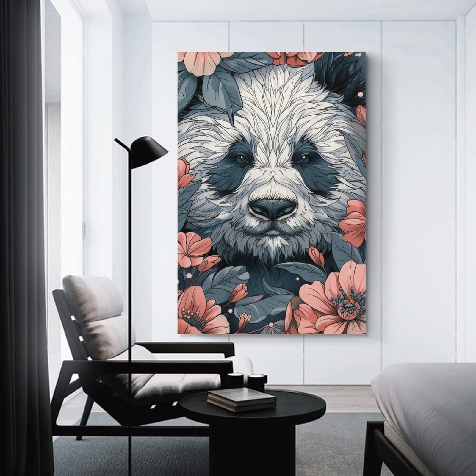 Junmoney Unframe-Style-20 Panda Room Decor Wall Art 16X24inch(40X60cm), For Lounge Decor, Offices Or Entryway Styling, A Flexible Wall Accent For Shared Spaces