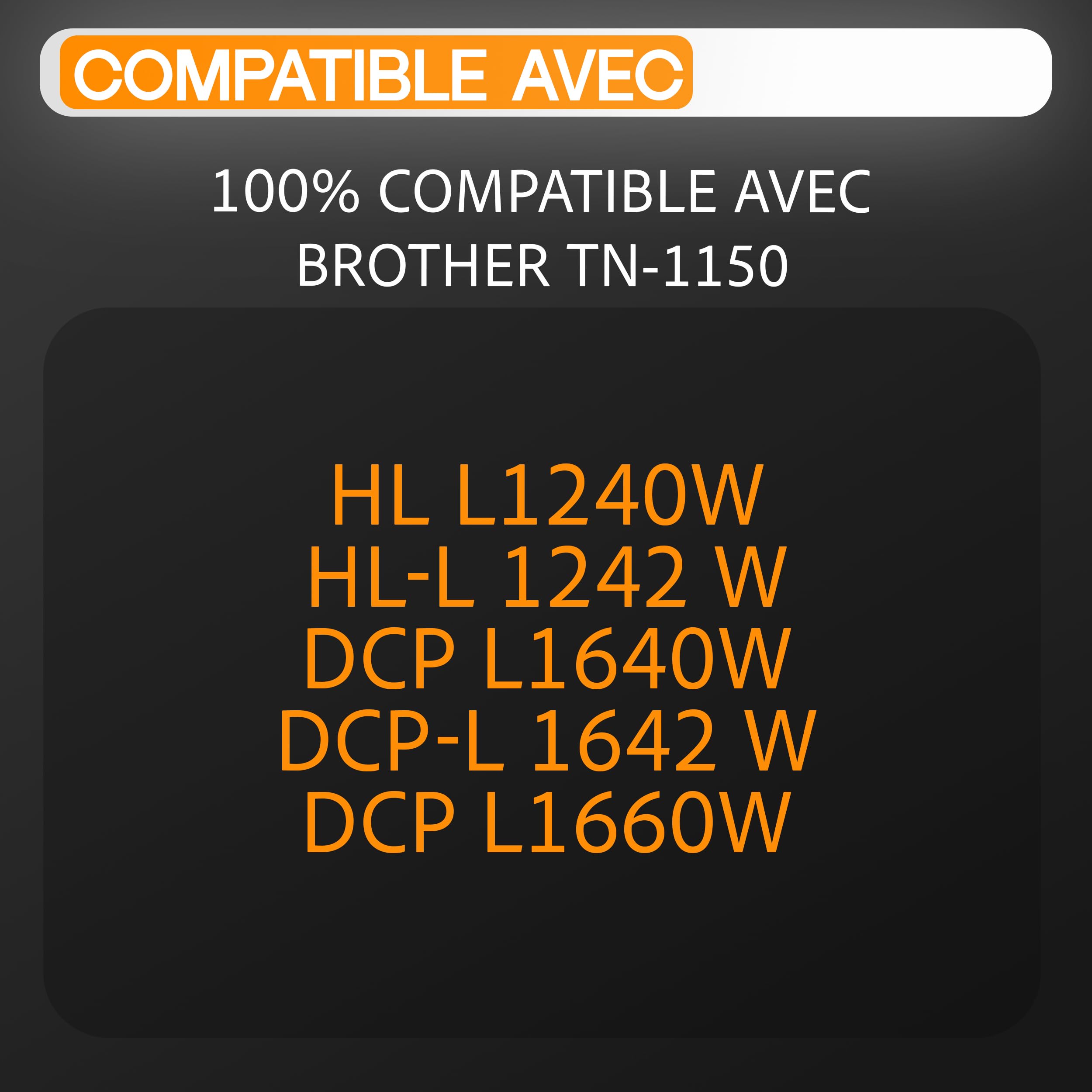 Supply Guy TN1150 TN-1150 Cartouches de Toner avec Puce Compatible pour Brother HL-L1240W DCP-L1640W DCP-L1660W HL-L1242W DCP-L1642W - Noir Multipack (2X Toner)