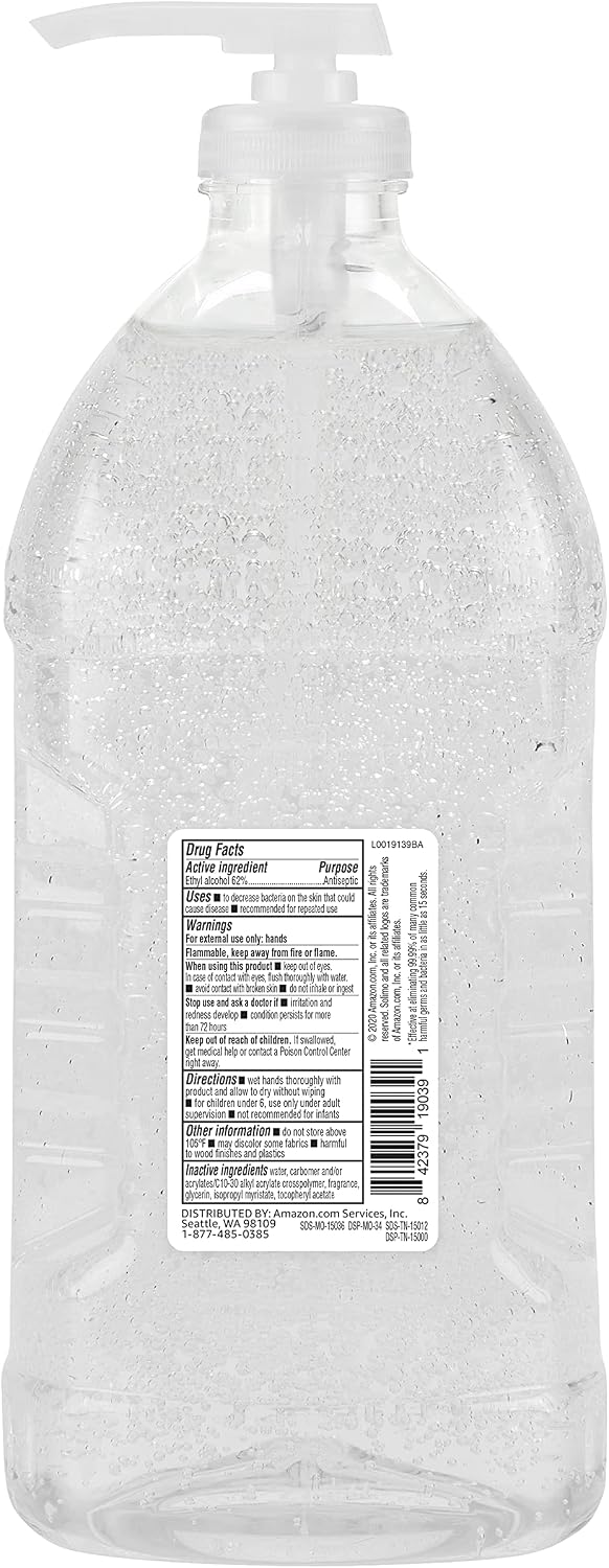 Amazon Brand - Solimo Hand Sanitizer, Original Scent, 67.6 Fl Oz (Pack of 1)