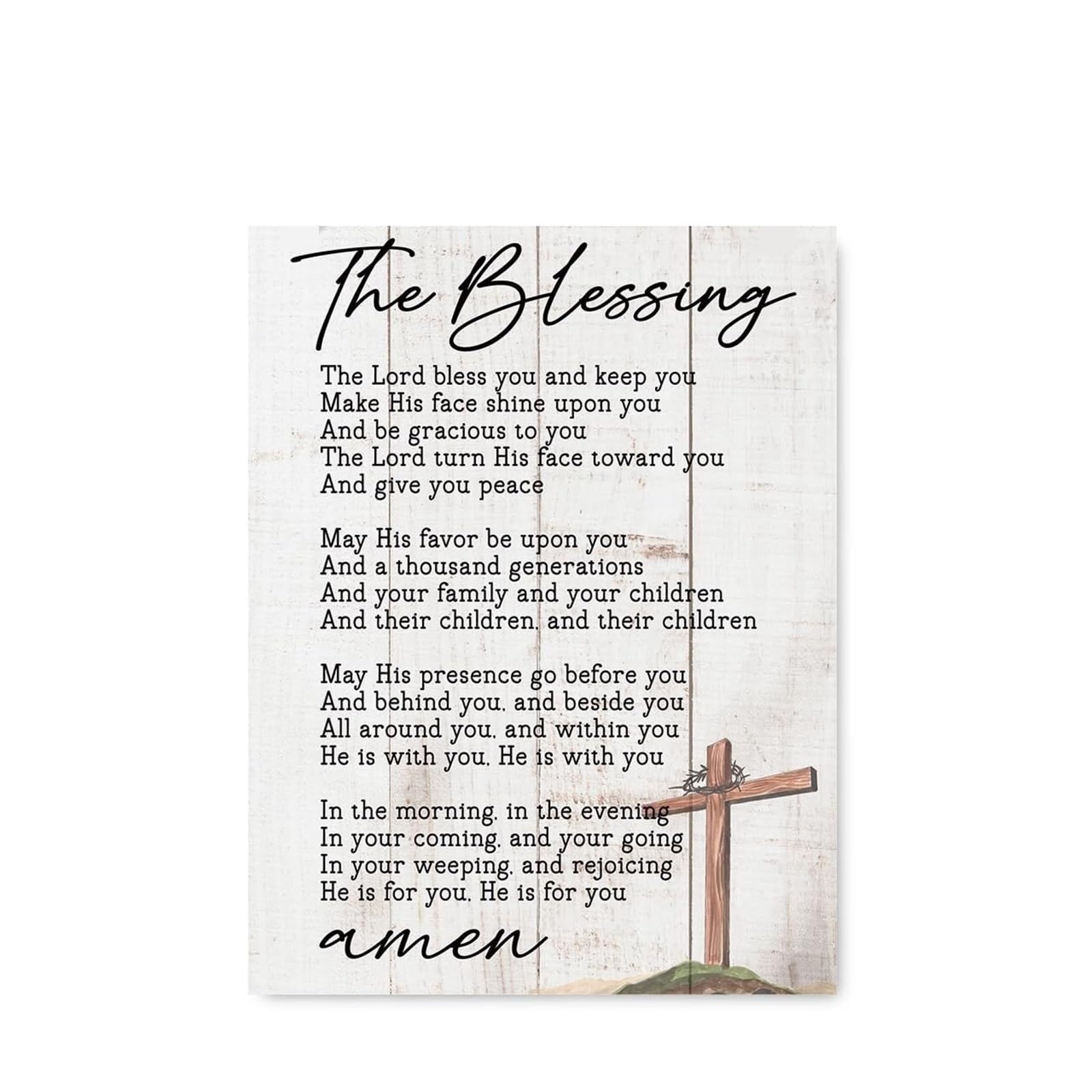 Llbogrggn Framed Christian Living Room Decor, Blessing Verse Wall-Art Poster, Religious Gift For Home, The Lord Bless You And Keep You Scripture Print, Wedding, Baptism Gift(,08X12inch(20X30cm))
