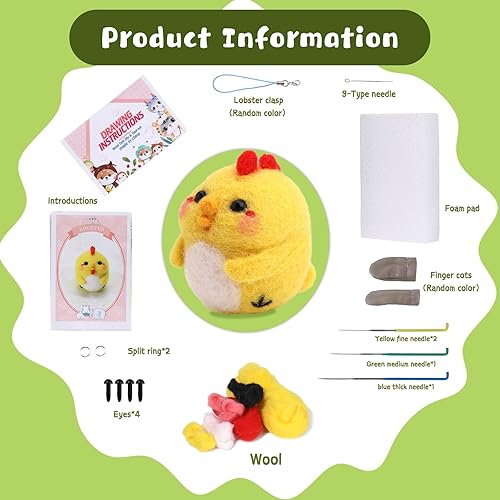 Miniatura 2 de Kit de fieltro de aguja, kit de inicio de fieltro de aguja de animal, suministros de fieltro de aguja con agujas de fieltro (idioma español no
