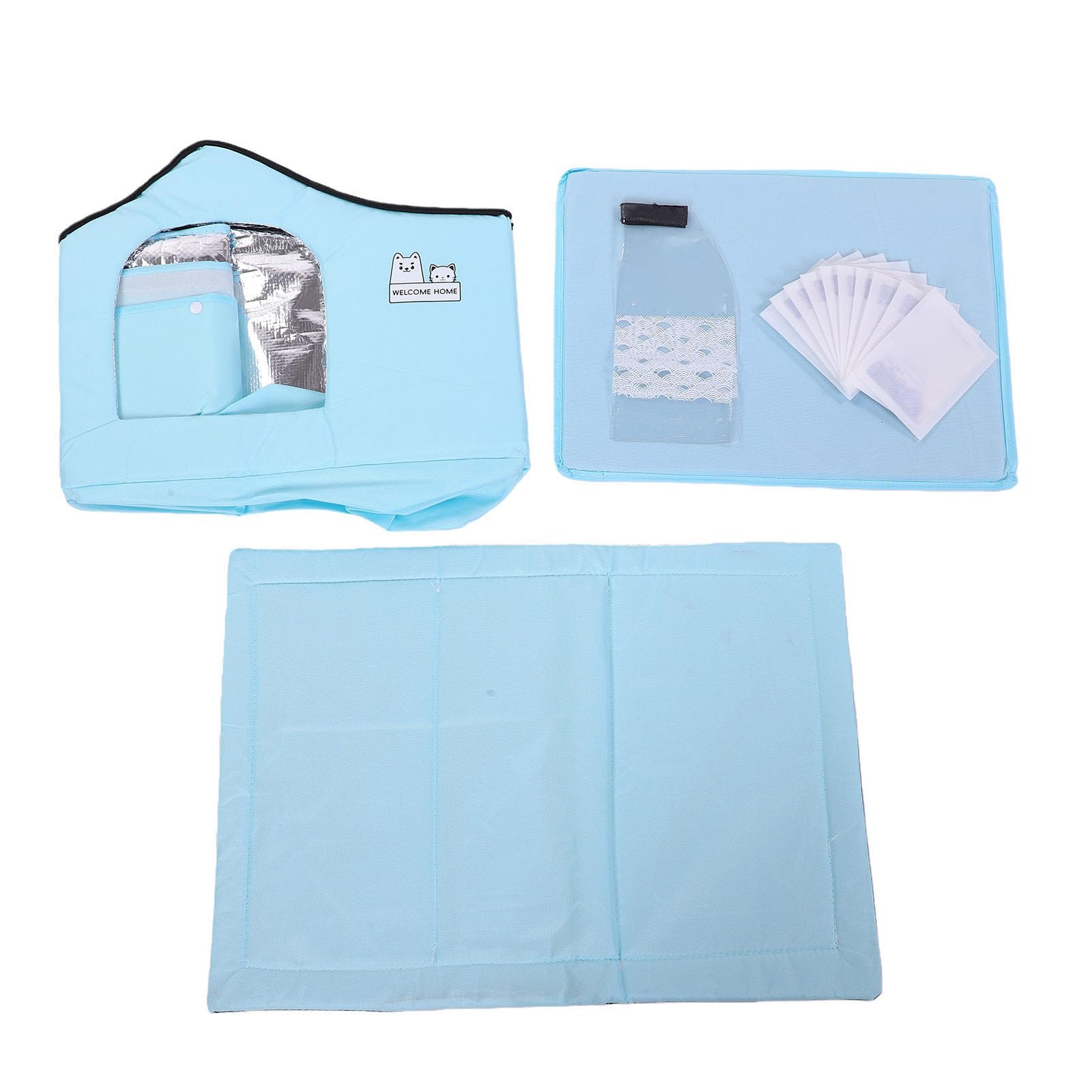 Casa para gatos con aire acondicionado, ajustable y ligera, para uso en interiores y exteriores, con bolsas de hielo (tamaño mediano)
