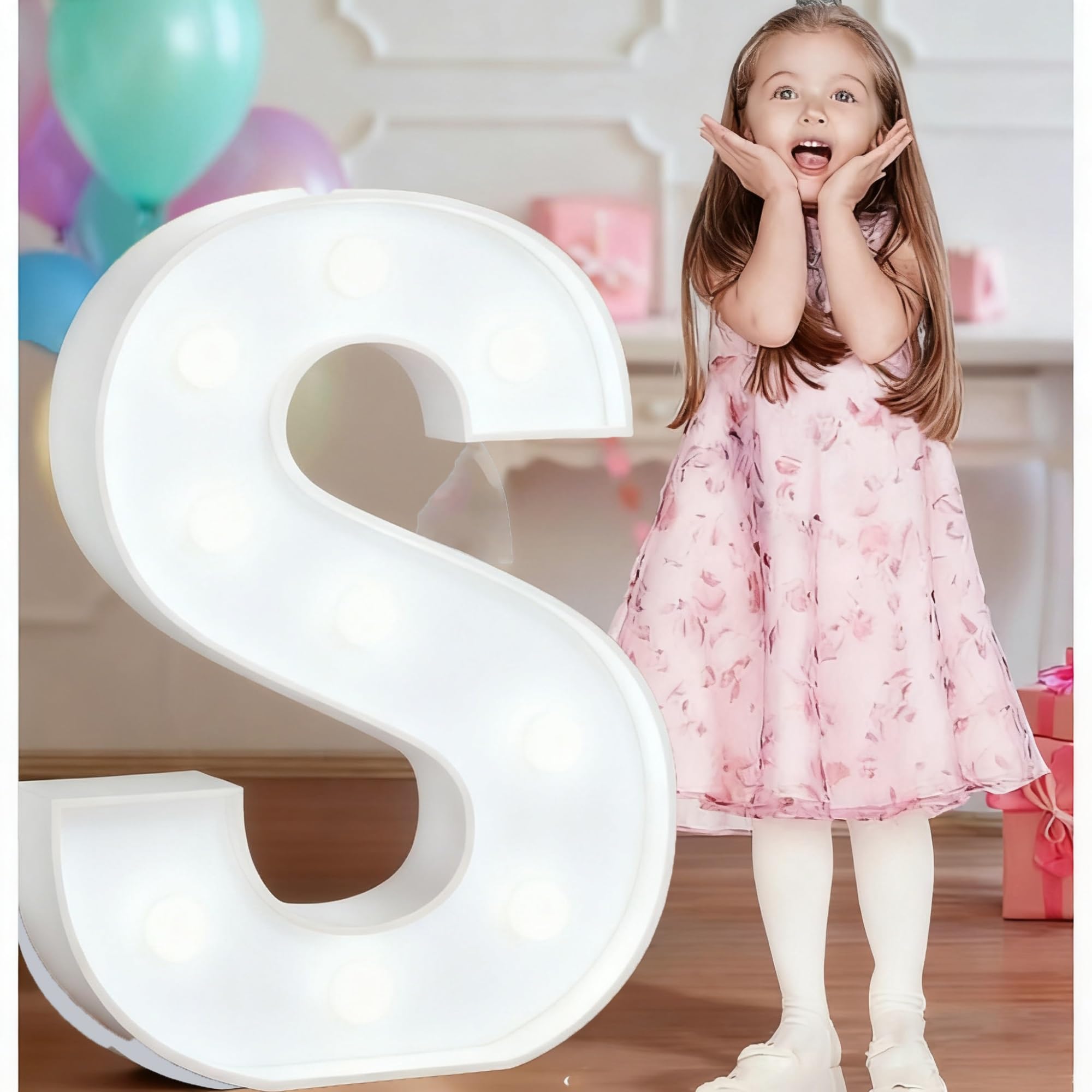 4FT Light Up Wedding Letters Large For Party Decor, Marquee Birthday Graduation Baby Shower Decorations, Mosaic Arch Stand Pre-cut Foam Cardboard(S,120cm)