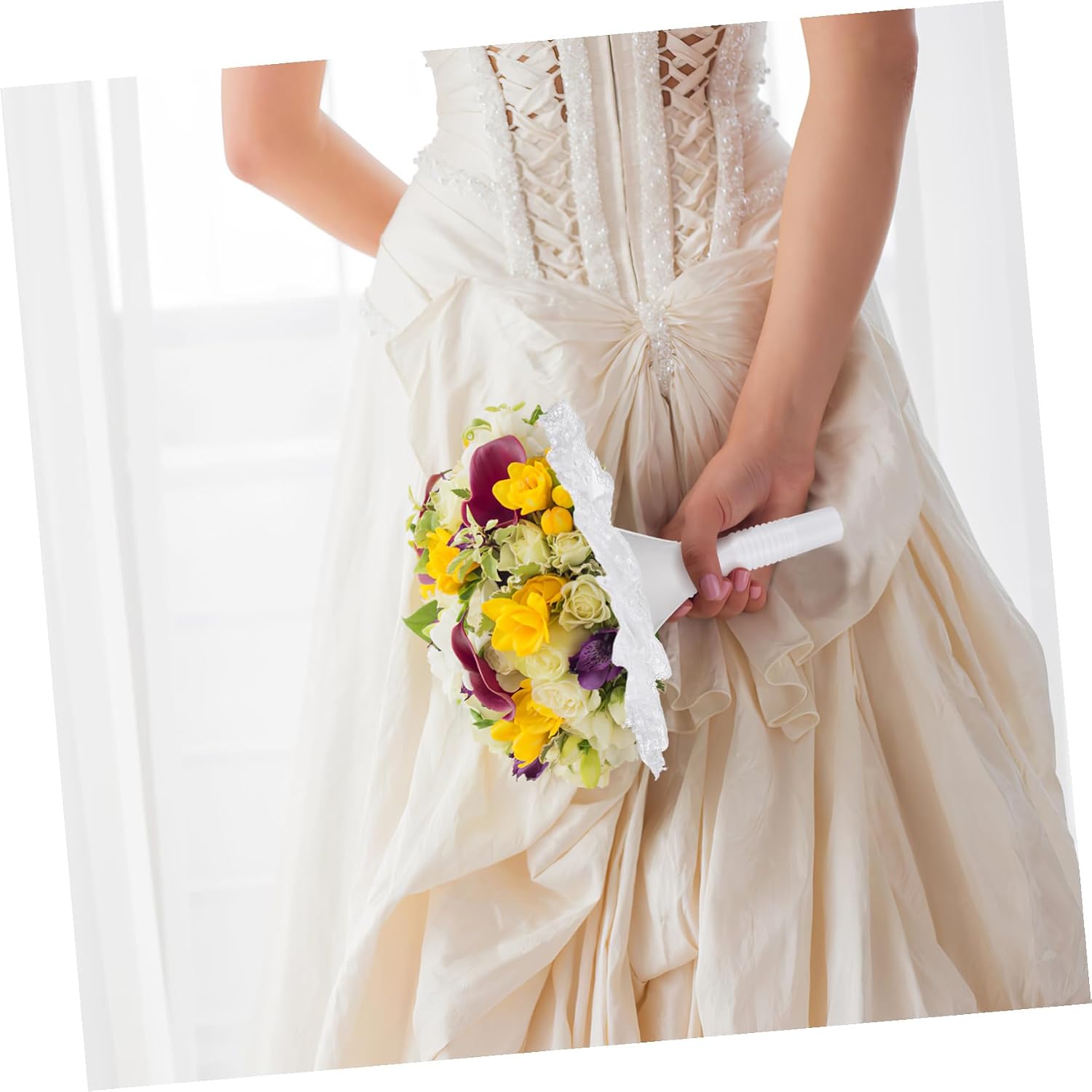 NUOBESTY Foam Floral Handle Flower Bouquet Holder Floral Arrangement Foam Kit for Wedding Bouquet Supplies Fresh Flowers Decoration White