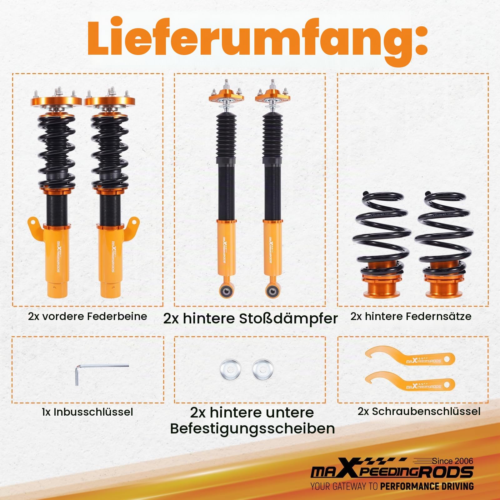 maXpeedingrods Gewindefahrwerk Dämpfung einstellbar für BMW E46 3 Touring Kombi 1999-2005