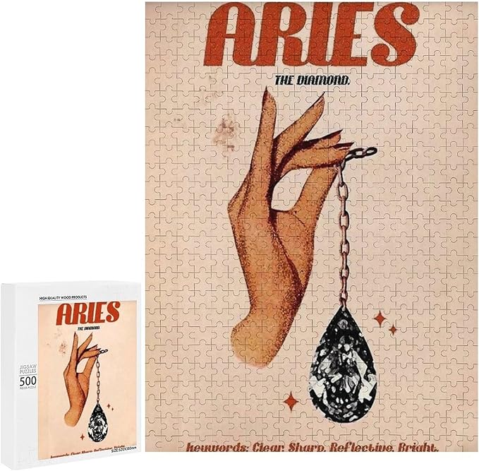 Aries Zodiac The Diamond Astrology Vintage Poster, Aries Zodiac Features Poster, Aries Art Print, Aries Wall Decor, Aries Sign Wooden Puzzle,Jigsaw Puzzle 1000 Puzzle Pieces,Puzzle Enthusiasts