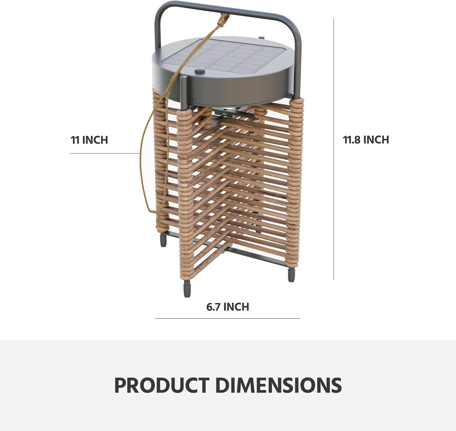 LAUSAINT HOME Solar Powered Outdoor Floor Lamp with Auto On/Off LED Light, Waterproof Wicker Patio Floor Lights, Boho Rattan Floor Lantern (1 Floor Lamp & 2 Desk Lamp)