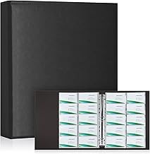 Business Card Album 600 Cards – 30 Supply Sheets, A4 Rings in PU Leather, Side Loading Design for Business Cards & Cards, Black | Office Organization