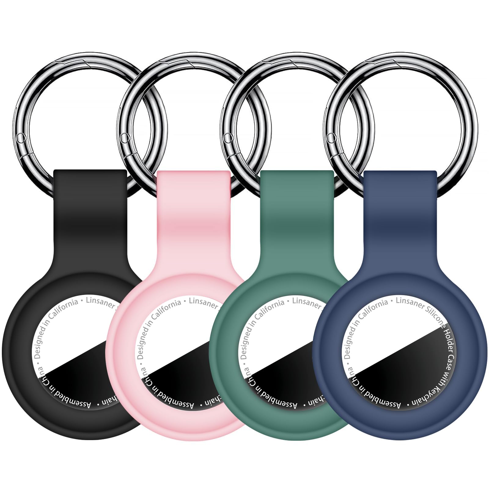 24 pack compatible with airtag holder keychain silicone key ring for air tagholder cases tags chain for apple for air tag gps item finders accessories blackpinkdark greendark blue
