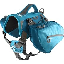 Kurgo Big Baxter Dog Backpack, Dog Saddlebag Pack for Pets, Adjustable Saddlebag for Hiking, Walking, Running, Camping, Coastal Blue