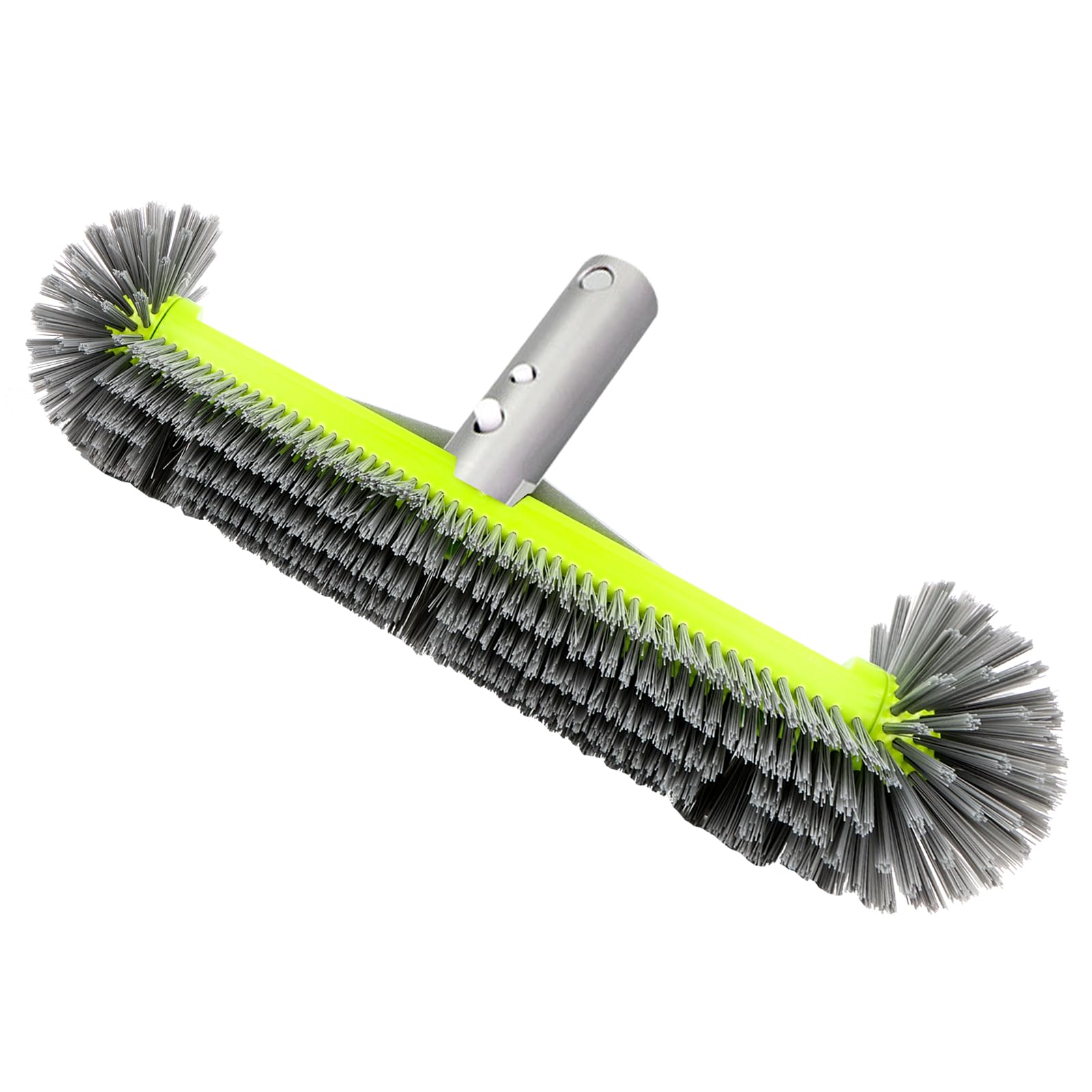 Cepillo de piscina MplehDa con extremos redondos, cepillo de piscina para limpiar paredes de piscina, piscina de láminas, baldosa y suelo, con cerdas de nailon y mango de aluminio gris