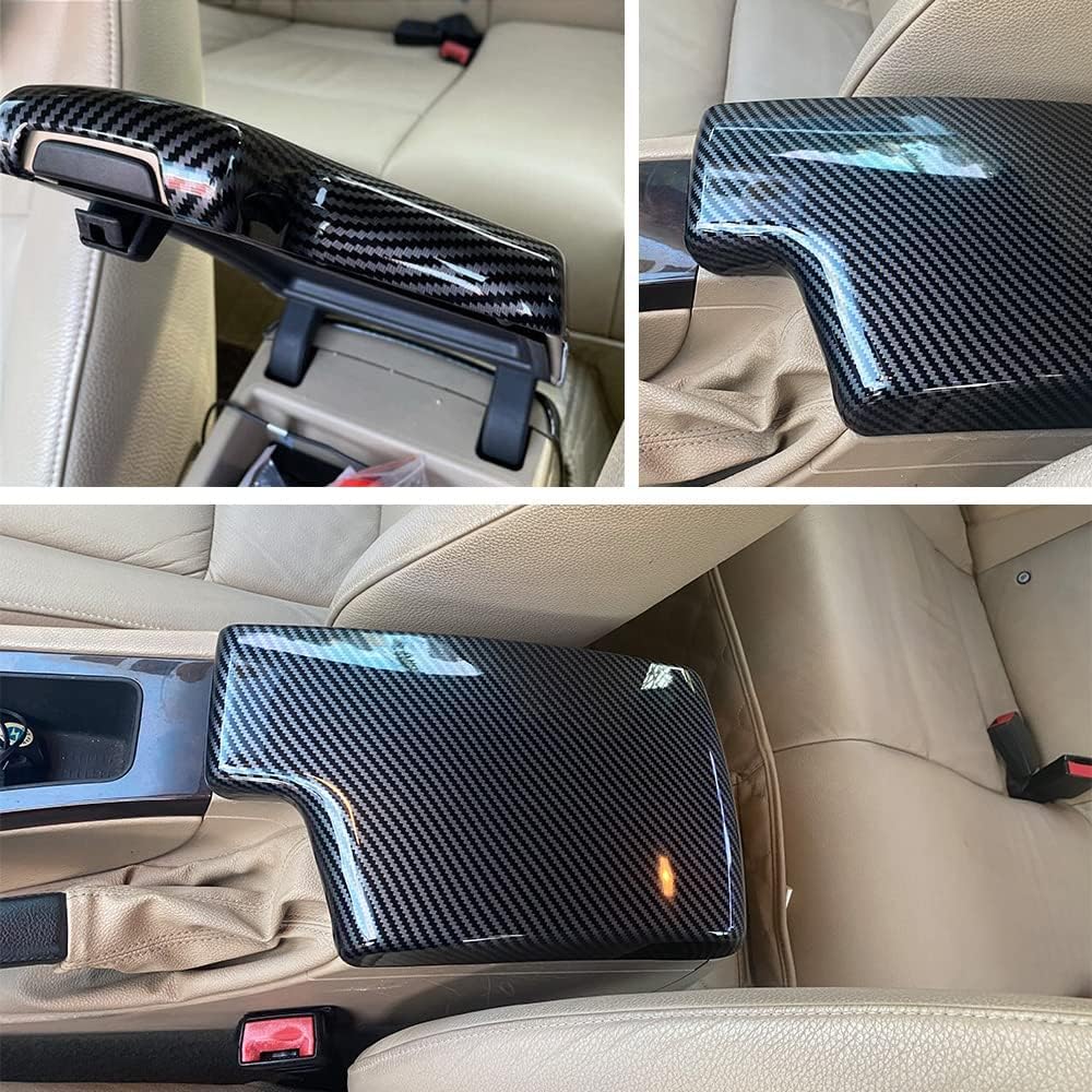 NA for BMW 3 Series E90 E91 E92 E93 2006-2012 ABS Carbon Fiber Color Car Interior Center Armrest Box Cover Console Box Storage Box Trim Covers (323i 325i 328i 330i 335d 335i 335is 335xi)