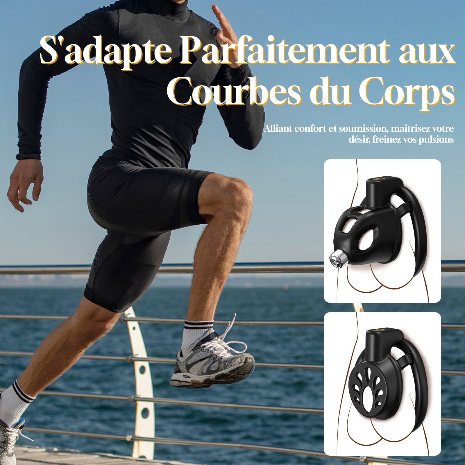Cage de Chasteté Pénis Sex Toýs Homme Couple - 2 Styles Chastity Cage Légère avec 3 Taille Anneaux de Pénis 2 Serrure Invisible et 1 Cathéter Urétral, BDSM Cage à Pénis Plate pour Contrôle l’Érection