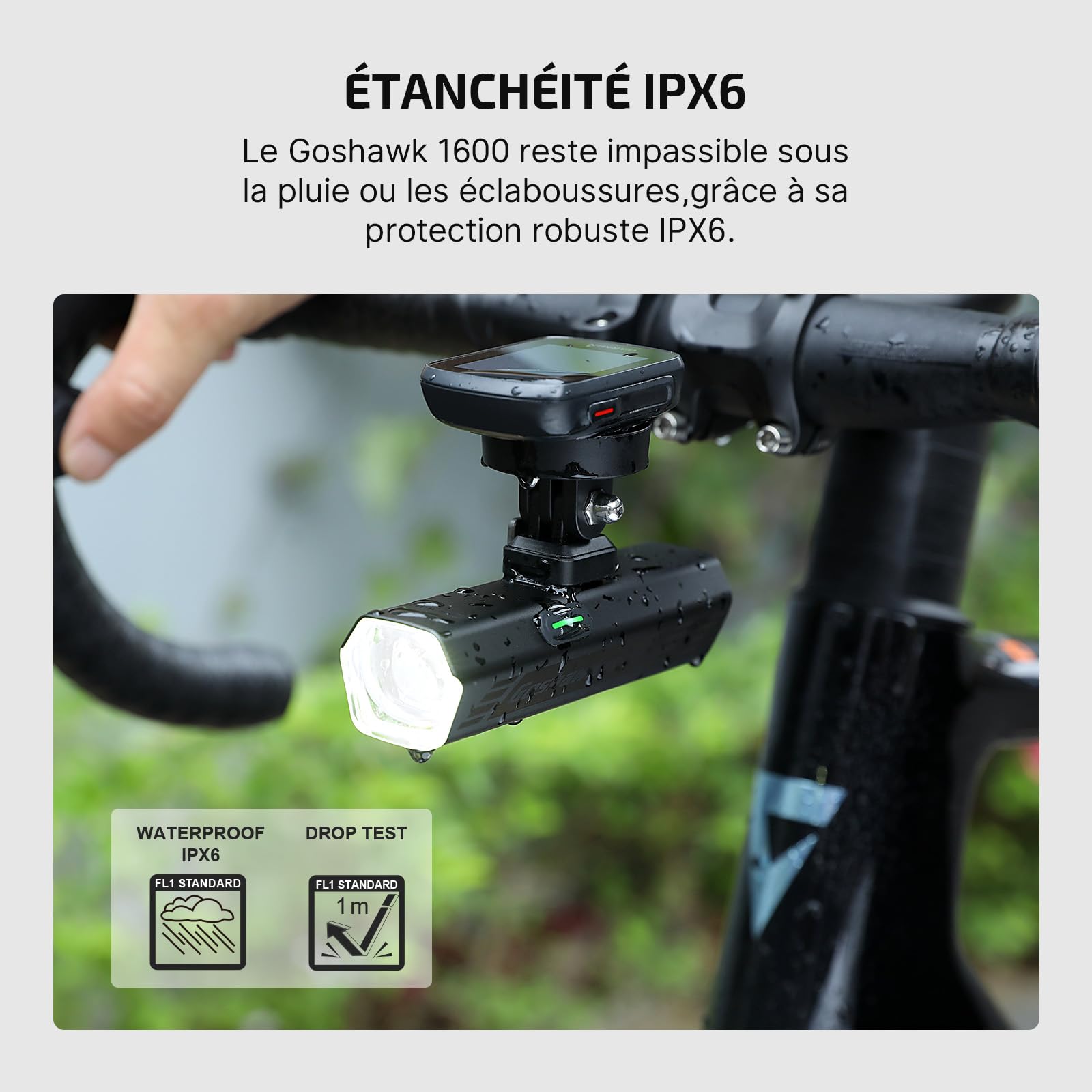 OLIGHT Goshawk 1600 Lampe de vélo télécommandée sans Fil 1600 Lumens | Lampe Velo Led Puissantes Rechargeable Étanche IPX6 pour VTT, Vélo de Route et Cyclisme Nocturne