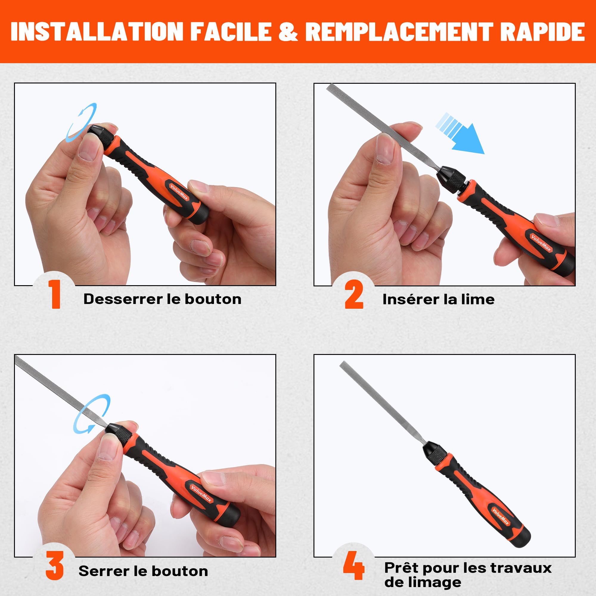 Jeu De 6 Limes 160 Mm - Pour Métal, Bois, Plastique - Poignée Antidérapante - Idéal Atelier, Bricolage