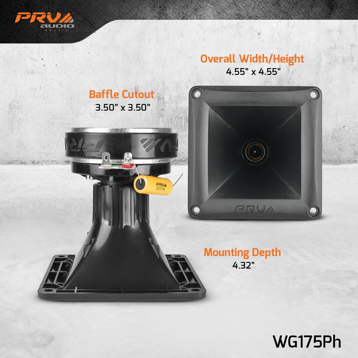 PRV AUDIO 2X WG175Ph 1" Exit Compression Driver, 150 Watts 8 Ohm with Compact Waveguide, 108dB Tweeter Driver + Horn Combo - High Frequency Driver (2 Horn Drivers) Bundle 300 Watts