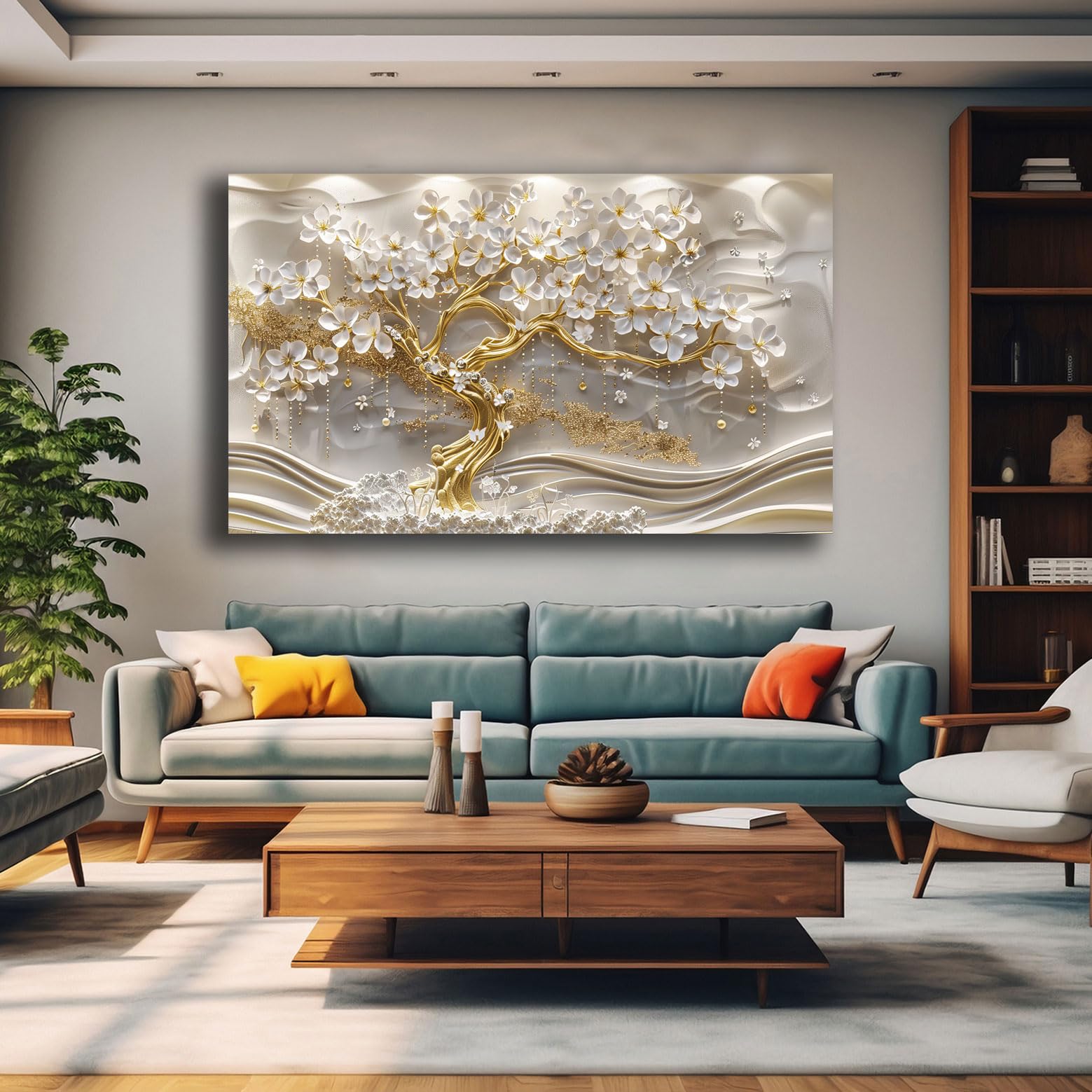 Printerland Quadro Moderno soggiorno ALBERO della VITA Astratto Quadri moderni da Parete grande Stampa su tela Canvas Decorazione Murale muro Arredo Camera da letto Salone (12, 50x100 cm)