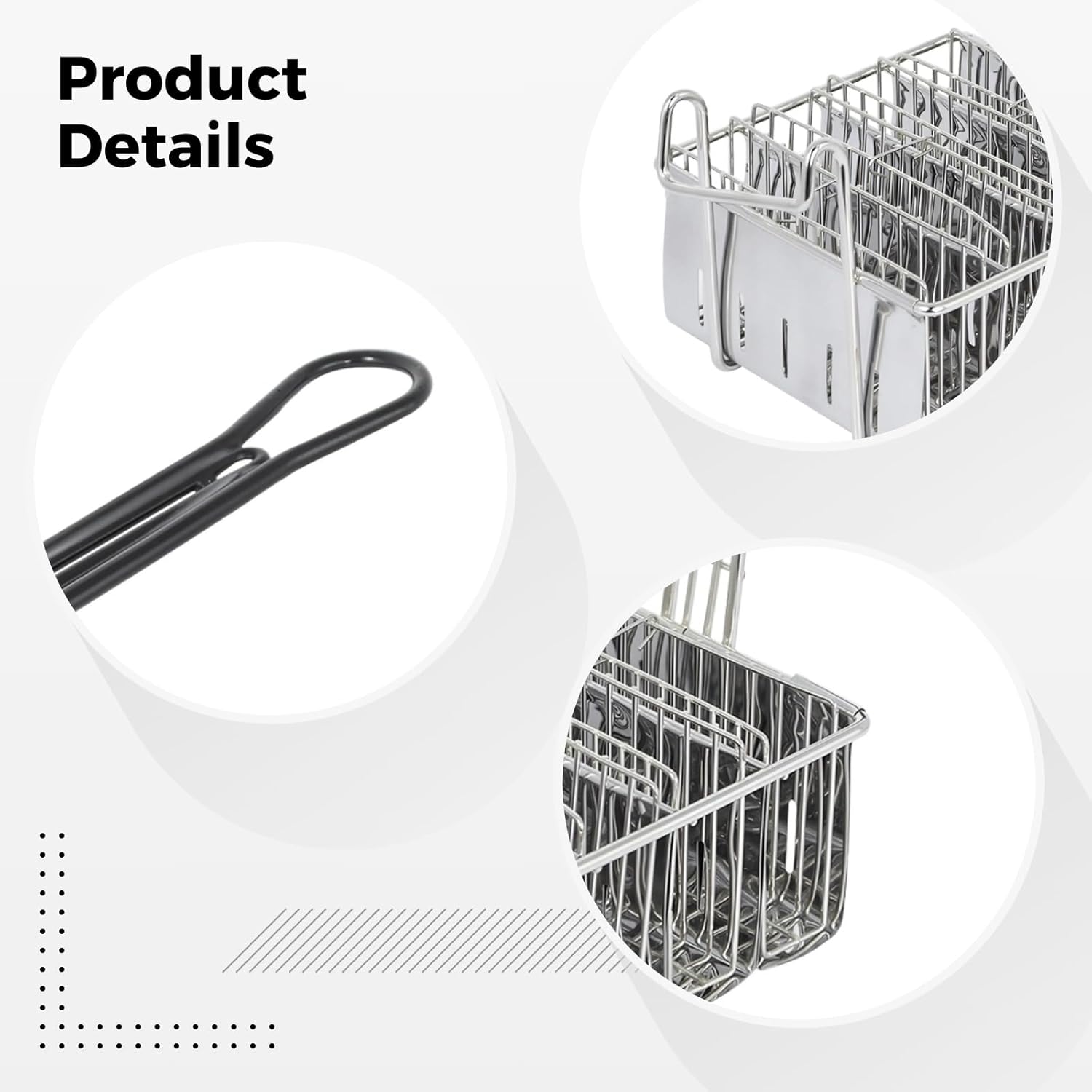 Food-Safe Stainless Steel Fryer Basket With 4 Slots For Tacos, Design, Rectangle Shape With Handle, Non-Stick And Easily Cleaned For Domestic And Commercial Use