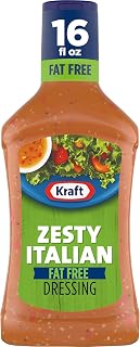 Kraft Zesty Italian Fat Free Salad Dressing 16 oz - Bold Flavor, Zero Fat, No HFCS or MSG, Low Calorie Marinade
