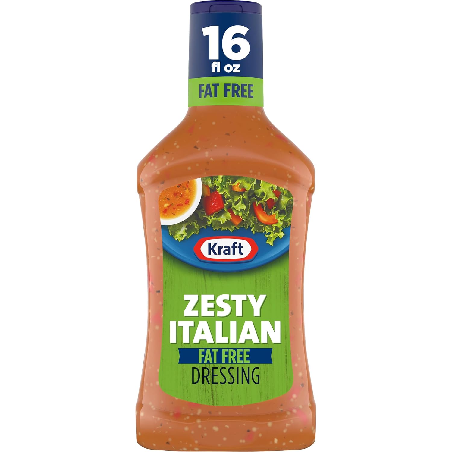 Kraft Zesty Italian Fat Free Salad Dressing 16 oz - Bold Flavor, Zero Fat, No HFCS or MSG, Low Calorie Marinade