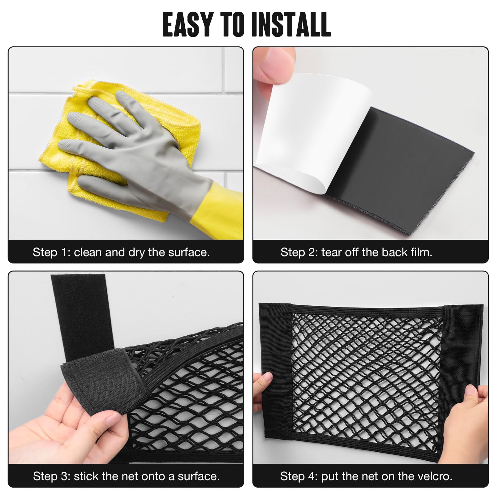 TOBWOLF 2PCS 25x40cm / 9.8x15.7in Universal Mesh Cargo Net with Tape Stickers...