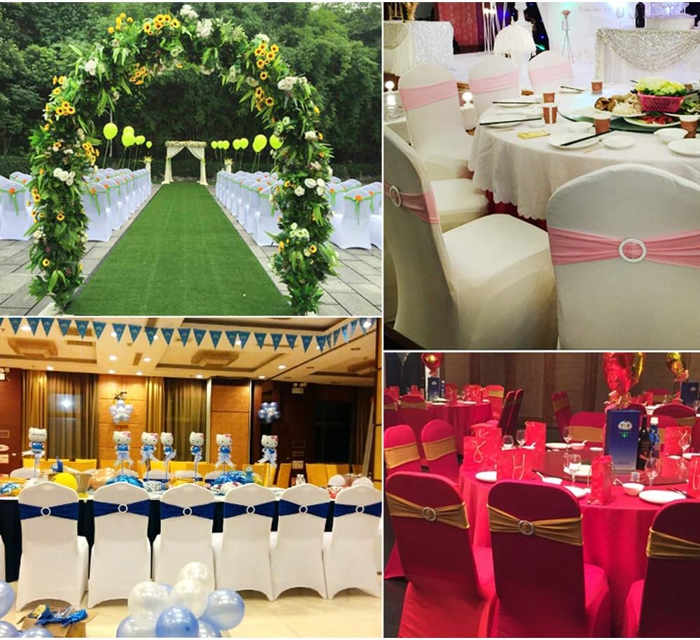Boshen 25PCS Stretch Chair Sashes Bows Chair Bands with Buckle for Wedding Hotel Banquet Birthday Party Decorations - Coffee