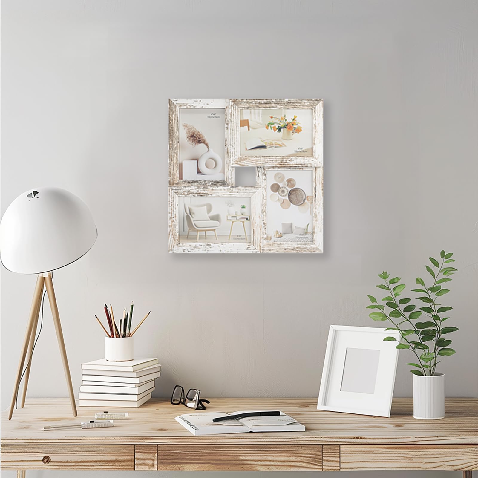 Tutee Cornice Per Foto, Robusta Cornice in Legno MDF, Cornici Foto Multiple da Parete, Portafoto da Parete Multiplo, Decorazioni Murali, Cornici 10x15cm 4PZ (Bianco)
