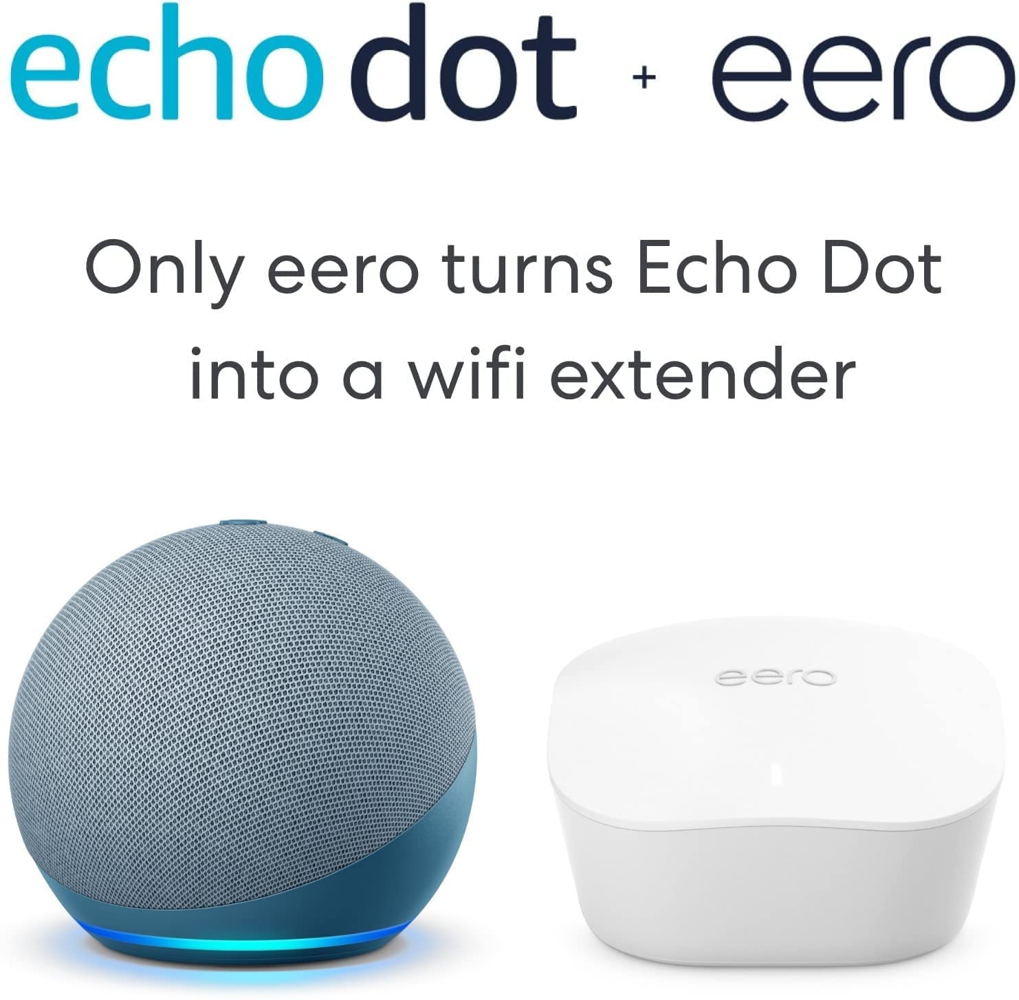 Certified Refurbished Echo 4th Gen Twilight Blue Smart home hub with eero Mesh Wifi Router Turns Echo Dot