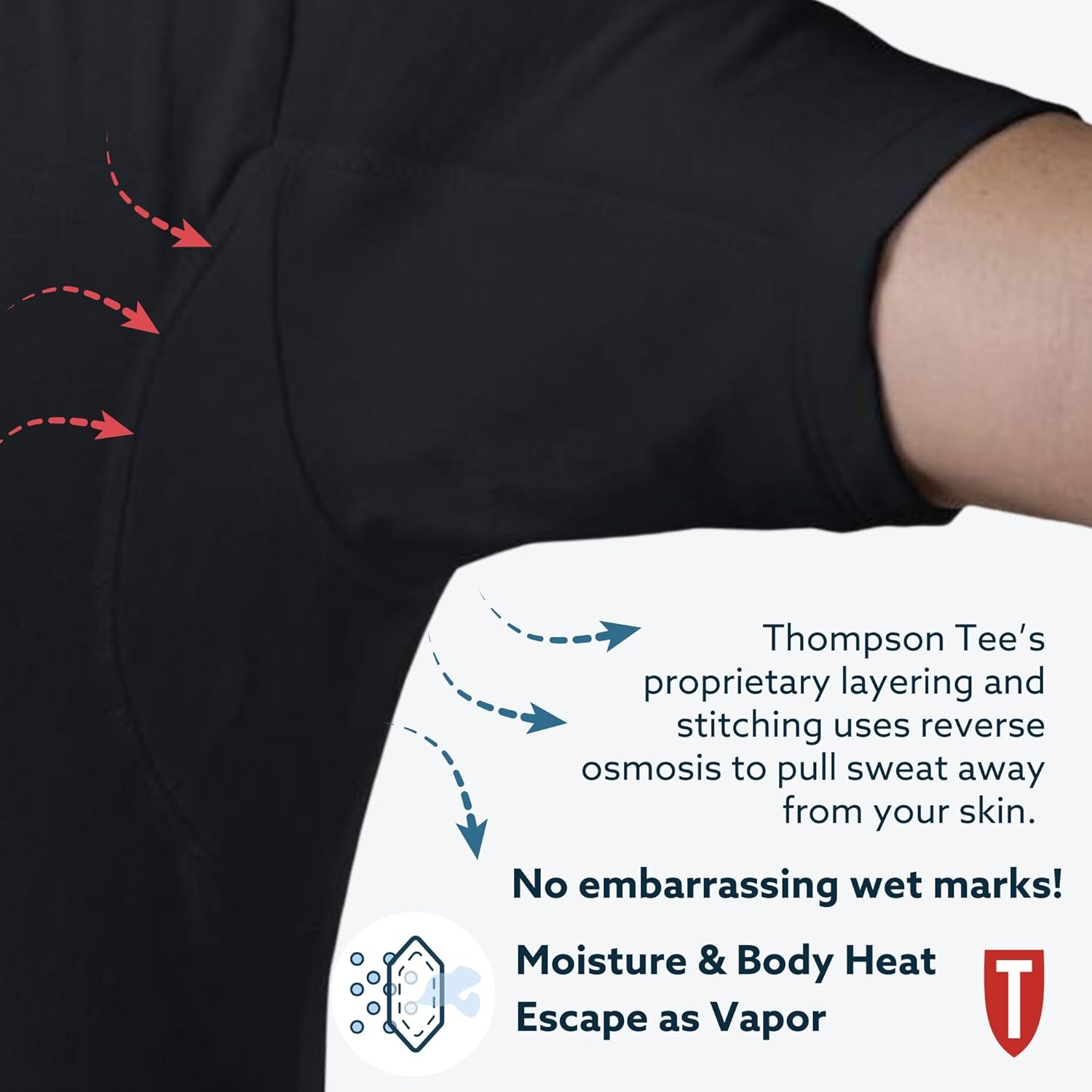 Men's Sweatproof Undershirt - Cotton V Neck - Original Fit - with Sweat Pads - Image 5