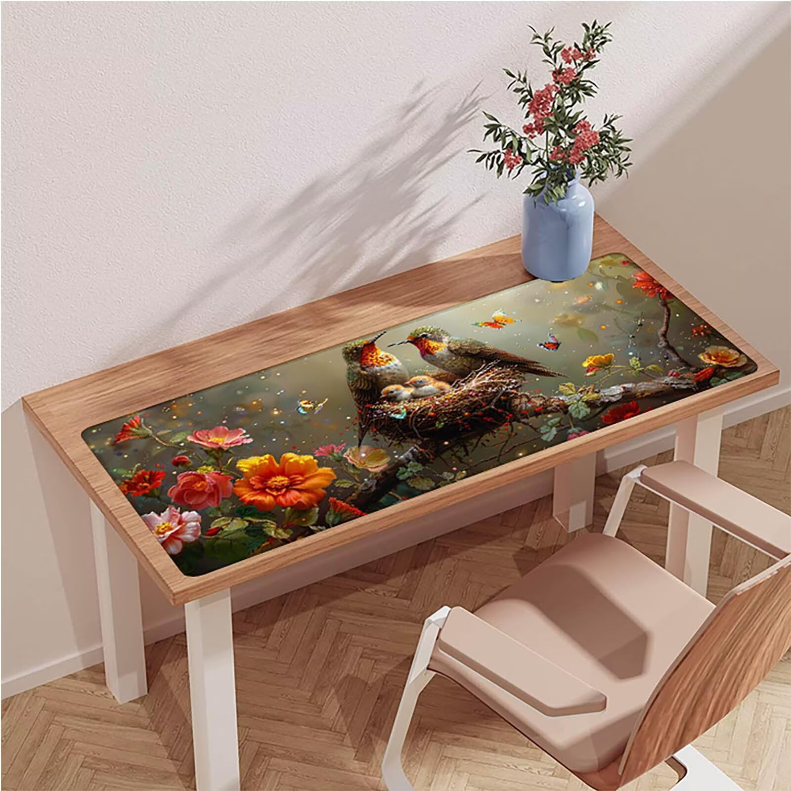 Tapis de Souris Gaming Papillon, Tapis de Souris XXL 1200x600x3mm, Tapis de Bureau avec Bords Cousus, Mouse Pad Améliorer Précision et Vitesse, Accessoire Bureau et Gaming Accessoire, Oiseau 8-2546