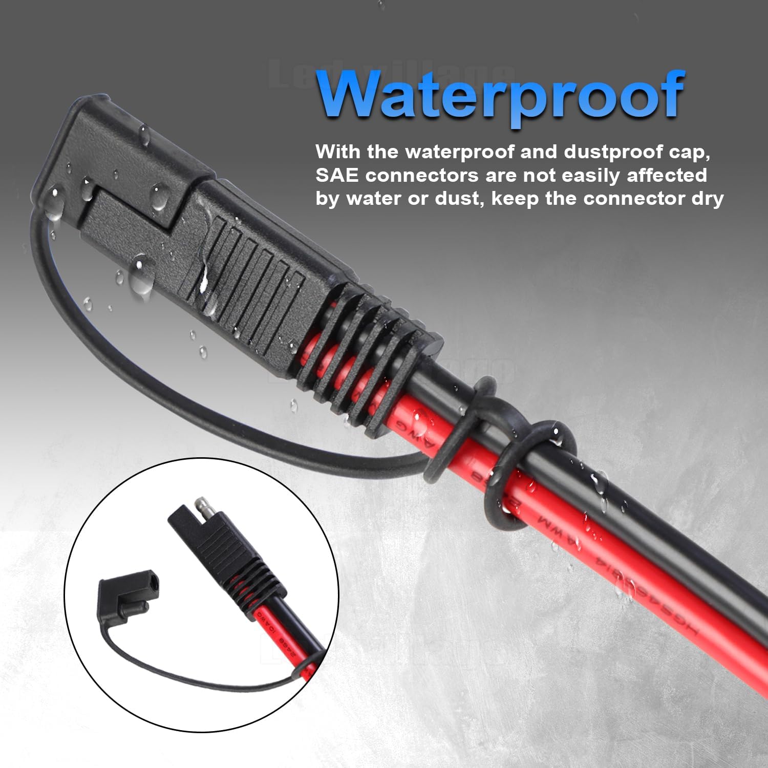 1 Pack SAE to SAE Cable 12 AWG - 20FT (30A) Extension Cord Wire Harness, 2 Pin Connector Plug, Quick Disconnect for Solar Panel, Battery, Motorcycle, Automotive