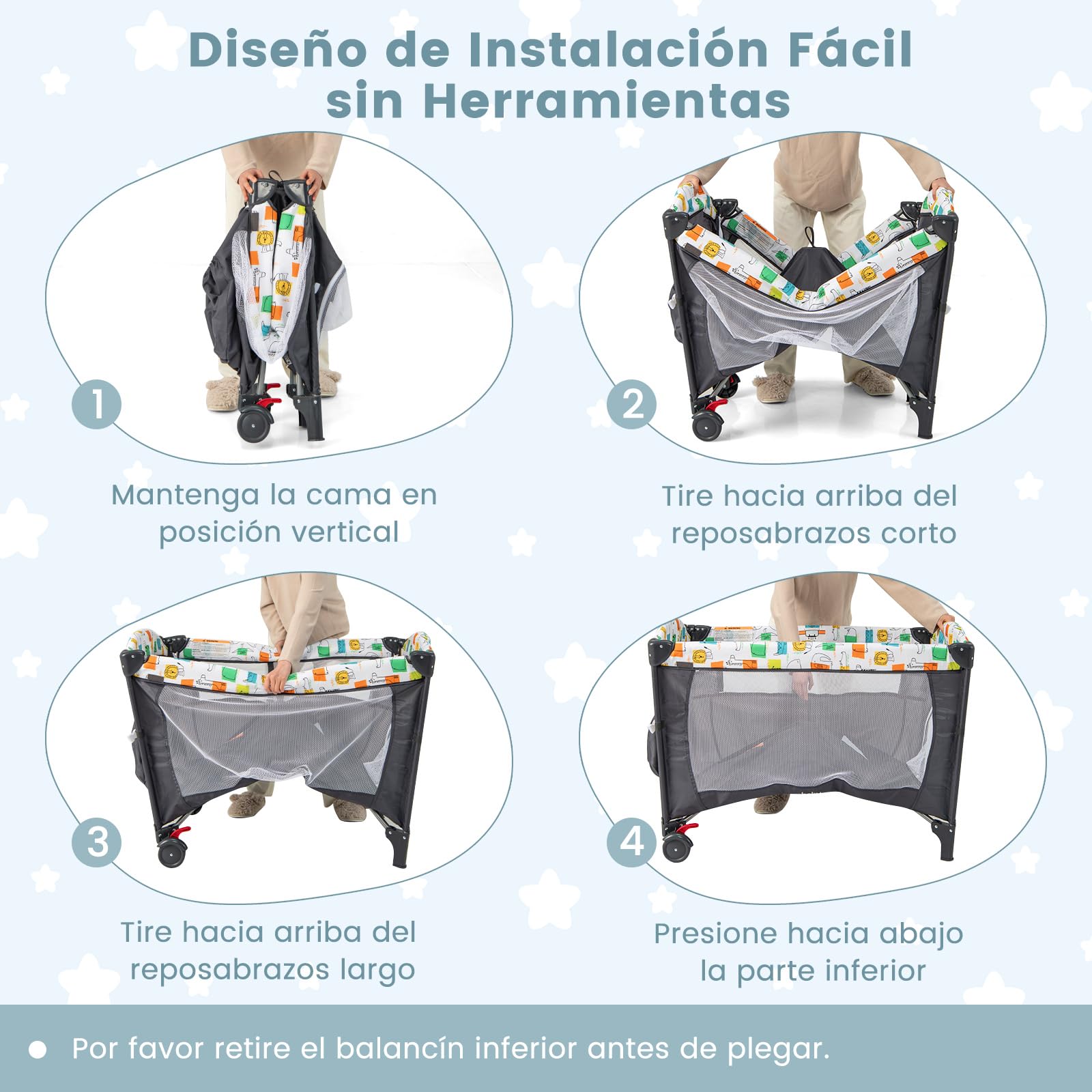 GOPLUS Cuna de Viaje Bebe 5 en 1 con Cambiador, Colchón, Juguetes Colgantes, Caja de Música, Altura Ajustable, Ruedas, Centro de Actividad, Cama Plegable para Bebé 0-3 Años, Carga 15 kg (Gris)