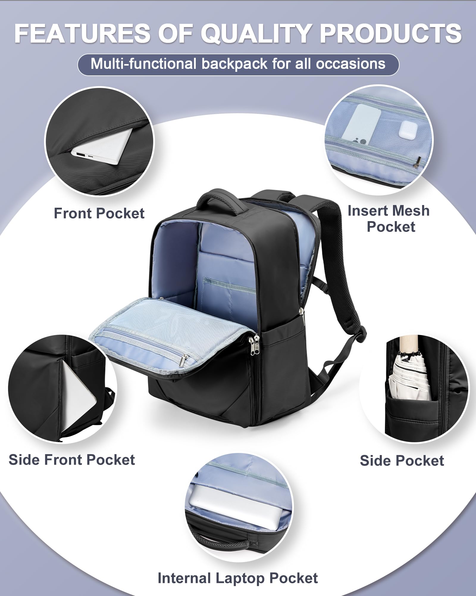 bergsalz Nero Zaino Da Viaggio Aereo Bagaglio a Mano Zaino Ryanair 40x20x25 Zaino Donna Uomo Borsa Viaggio 40x20x25 Ryanair